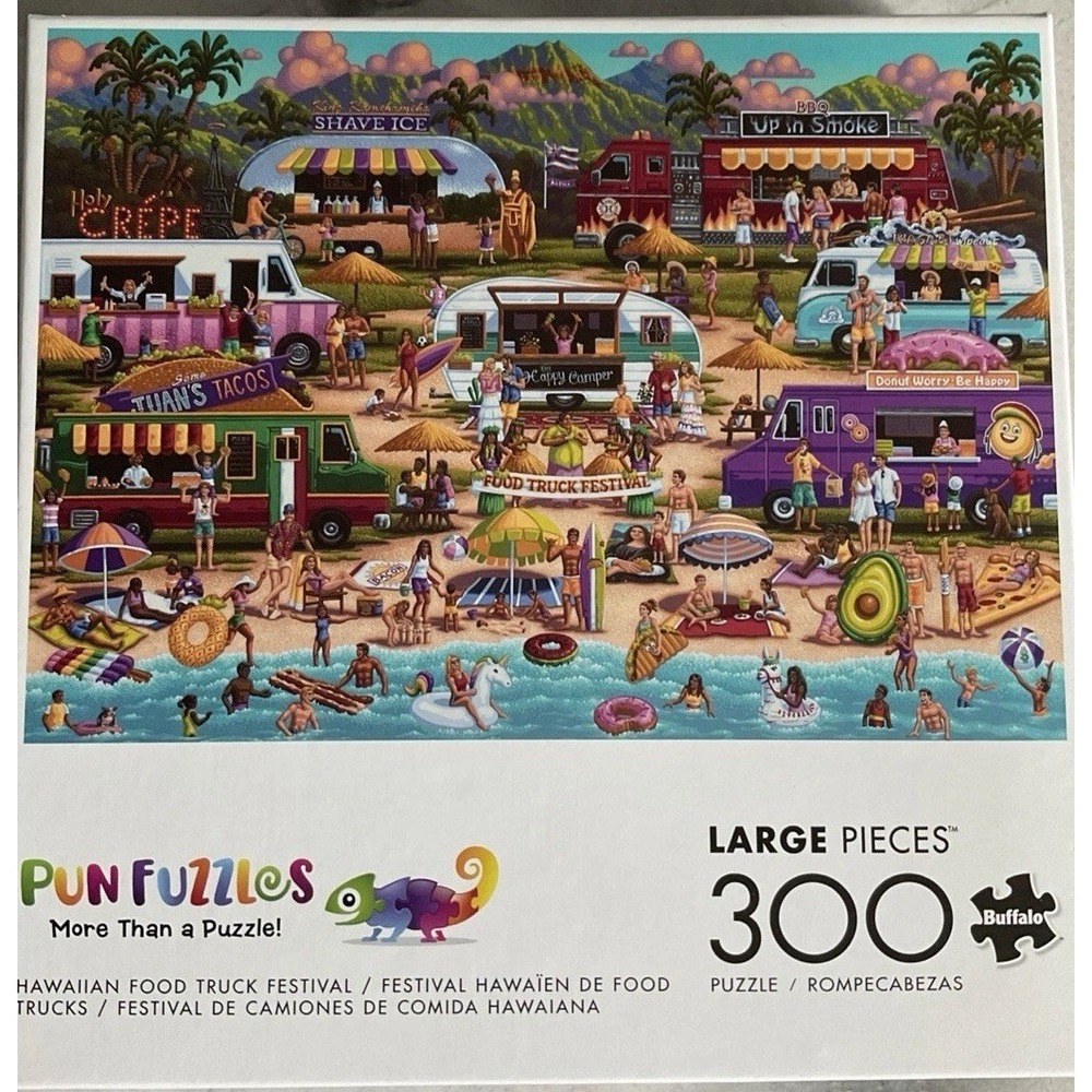 Buffalo Games Pun Fuzzles Hawaiian Food Truck Festival 2000 Piece Jigsaw Puzzle